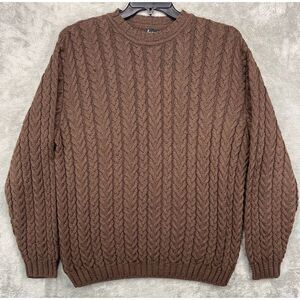 VTG Inca's Men's Cable Knit‎ Pullover Sweater Large Brown 100% Baby Alpaca